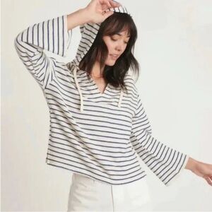 Marine Layer Playa Cotton Terry Hoodie size Medium in Navy / Cream Stripe